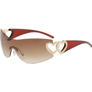 New brown double heart fashion sunglasses